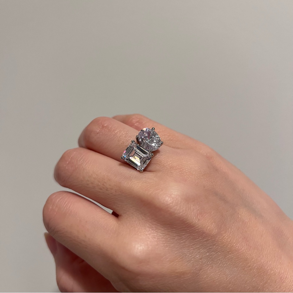 Nwt Diamonique Toi Et Moi Diamond Ring